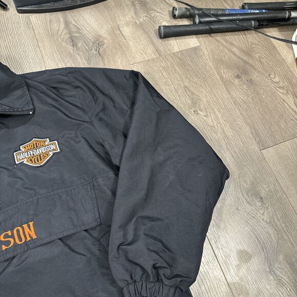 Harley Davidson 1/4 Zip Windbreaker Water Repellent Pullover Embroidered XL - Picture 4 of 7